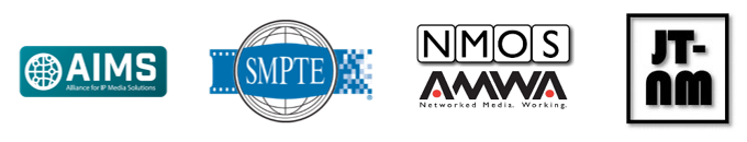 AIMS, SMPTE, NMOS and JT-NM logos